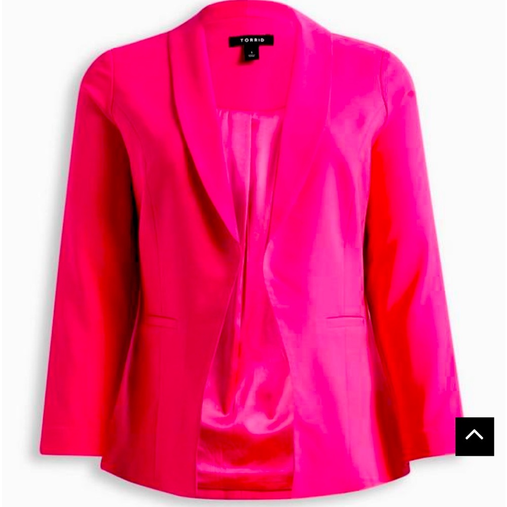 NWT Torrid Studio Refined Crepe Shawl Collar Blazer - Pink Glo (hot pink) Size 2